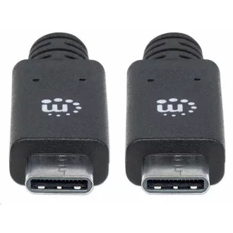 Manhattan USB-C kabel, USB 3.1 Gen 2, USB-C muški na USB-C muški, 10 Gbps, 5 A, 1 m, crni