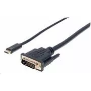 Manhattan kabel USB-C na DVI, 2m, crni