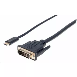 Manhattan kabel USB-C na DVI, 2m, crni