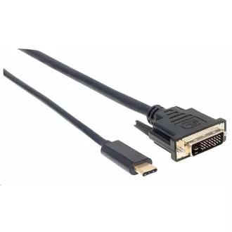 Manhattan kabel USB-C na DVI, 2m, crni