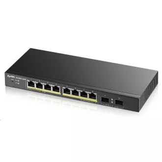 Zyxel GS1900-10HP v2 10-portni Gigabit Web Smart PoE Switch za stolno računalo, 8x gigabit PoE RJ45, 2x SFP, 70W PoE proračun, bez ventilatora