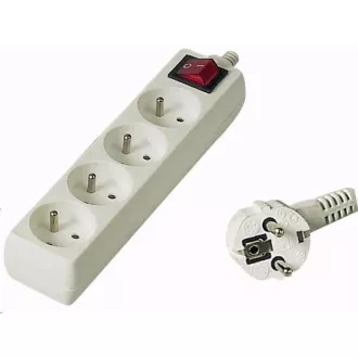 PREMIUMCORD Produžni kabel 230V 5m, 4 utičnice + prekidač, bijeli