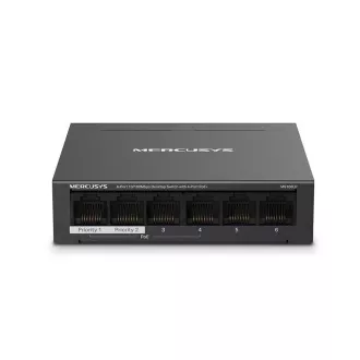 MERCUSYS prekidač MS106LP (6x100Mb/s, 4xPoE+, 40W, bez ventilatora)