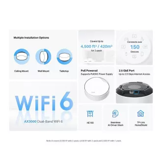 TP-Link Deco X50-PoE (3 paketa) WiFi6 Mesh (AX3000, 2,4 GHz/5 GHz, 1x2, 5GbELAN/WAN, 1xGbELAN/WAN, 1xPoE)