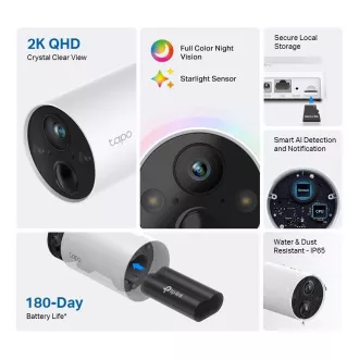 Vanjska kamera TP-Link Tapo C420 (4MP, 2K QHD, 1440p, IR 15m, WiFi, IP65)
