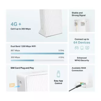 Mercusys MB230-4G WiFi5 router (AC1200, 4G LTE Cat6, 2.4GHz/5GHz, 1xGbE LAN/WAN, 1xGbE LAN, 1xnanoSIM)