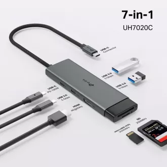 TP-Link UH7020C USB-C hub 7u1 (2x USB3.2Gen1, 1xUSB-C3.2Gen1, 1xHDMI, 1xSD, 1xmicroSD, PD 100W)