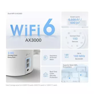 TP-Link Deco X50 Pro (pakiranje od 3) WiFi6 Mesh (AX3000, 2.4GHz/5GHz, 2x2, 5GbELAN/WAN)