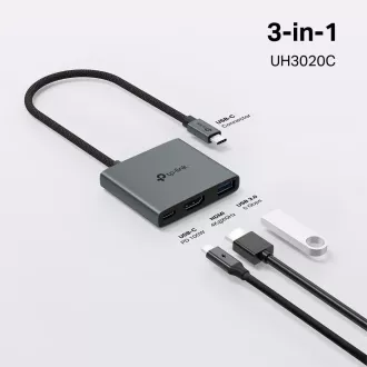 TP-Link UH3020C USB-C hub 3u1 (1xUSB3.2Gen1, 1xUSB-C3.2Gen1, 1xHDMI, PD 100W)
