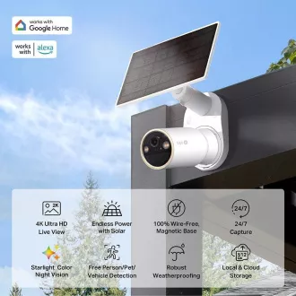 TP-Link Tapo C460 KIT vanjska kamera, solarni panel (8MP, 4K, 2160p, IR 15m, WiFi, micro SD kartica, IP66)
