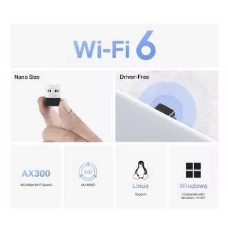 MERCUSYS MA14N WiFi6 USB nano adapter (AX300, 2,4 GHz, USB2.0)