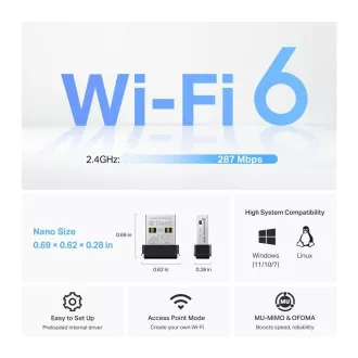 TP-Link Archer TX1U Nano WiFi6 USB adapter (AX300, 2.4GHz/5GHz, USB2.0)