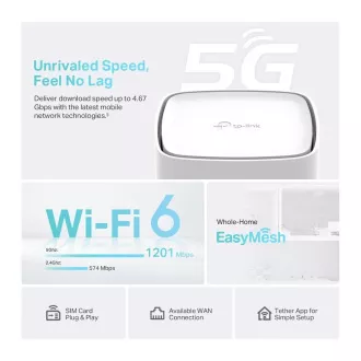 TP-Link Archer NX500 EasyMesh WiFi6 5G, 4G LTE ruter (AX3000, 2.4GHz/5GHz, 2xGbELAN, 1xGbELAN/WAN, 5G, 4G LTE, 1xnanoSIM)