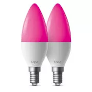 TP-Link Tapo L430C (pakiranje od 2) pametna WiFi LED žarulja s mogućnošću prigušivanja (u boji, 2500K-6500K, 470lm, 2.4GHz, E14)