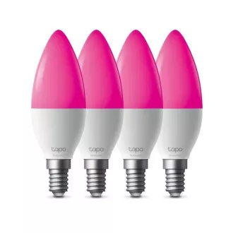 TP-Link Tapo L430C (pakiranje od 4) pametna WiFi LED žarulja s mogućnošću prigušivanja (u boji, 2500K-6500K, 470lm, 2.4GHz, E14)