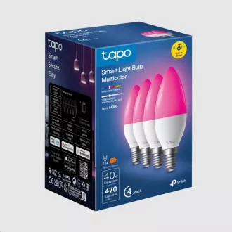 TP-Link Tapo L430C (pakiranje od 4) pametna WiFi LED žarulja s mogućnošću prigušivanja (u boji, 2500K-6500K, 470lm, 2.4GHz, E14)