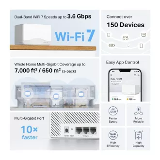 MERCUSYS Halo H25BE (pakiranje od 3) WiFi7 Mesh (BE3600, 2.4GHz/5GHz, 3xGbELAN/WAN)