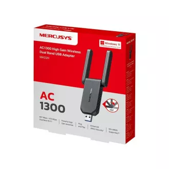 MERCUSYS MA32H WiFi5 USB adapter (AC1300, 2.4GHz/5GHz, USB3.0) MERCUSYS MA32H WiFi5 USB adapter (AC1300, 2.4GHz/5GHz, USB3.0)