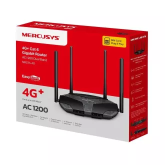 Mercusys MB235-4G WiFi5 EasyMesh ruter (AC1200, 4G LTE Cat6, 2.4GHz/5GHz, 1xGbE LAN/WAN, 3xGbE LAN, 1xnanoSIM) Mercusys MB235-4G WiFi5 EasyMesh ruter (AC1200, 4G LTE Cat6, 2.4GHz/5GHz, 1xGbE LAN/WAN, 3xGbE LAN, 1xnanoSIM)