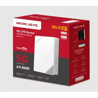 Mercusys MB520-5G WiFi6 EasyMesh ruter (AX3000, 5G, 4G LTE, 2.4GHz/5GHz, 1x2, 5GbE LAN/WAN, 1xGbE LAN, 1xRJ11, 1xnanoSIM)