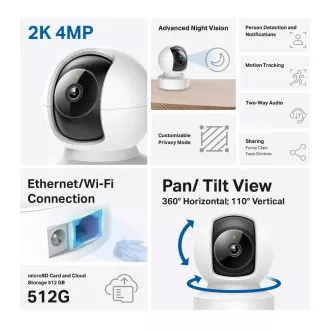TP-Link Tapo C222 kućna/unutarnja kamera, (4MP, 2K QHD 1440p, IR 12m, WiFi, 1x100Mb/s, micro SD kartica) TP-Link Tapo C222 kućna/unutarnja kamera, (4MP, 2K QHD 1440p, IR 12m, WiFi, 1x100Mb/s, micro SD kartica)
