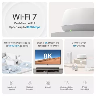 TP-Link Deco BE22 (1 pakiranje) WiFi7 Mesh (BE3600, 2.4GHz/5GHz, 2xGbELAN/WAN)