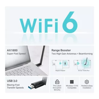 TP-Link Archer TX35U Plus WiFi6 USB adapter (AX1800, 2.4GHz/5GHz, USB3.0)