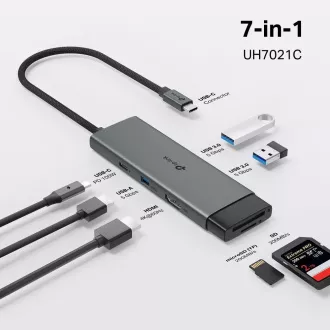 TP-Link UH7021C USB-C hub 7u1 (3x USB3.2Gen1, 1xUSB-C3.2Gen1, 1xHDMI, 1xSD, 1xmicroSD, PD 100W)