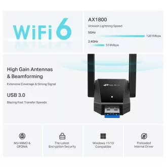 TP-Link Archer TX30U Plus WiFi6 USB adapter (AX1800, 2.4GHz/5GHz, USB3.0)