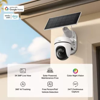 TP-Link Tapo C630 KIT vanjska kamera, solarni panel (5MP, 3K, 1620p, IR 16m, WiFi, micro SD kartica, IP65)