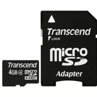 TRANSCEND MicroSDHC kartica 4GB Class 4 + adapter