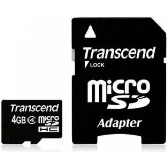 TRANSCEND MicroSDHC kartica 4GB Class 4 + adapter