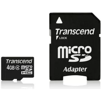 TRANSCEND MicroSDHC kartica 4GB Class 4 + adapter