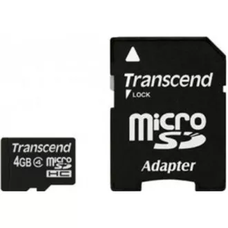 TRANSCEND MicroSDHC kartica 4GB Class 4 + adapter