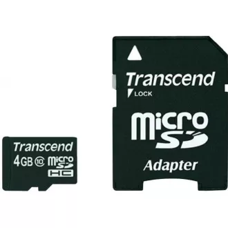 TRANSCEND MicroSDHC kartica 4GB Class 10 + adapter