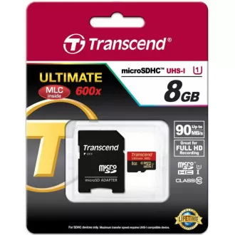 TRANSCEND MicroSDHC kartica 8GB Class 10+ adapter
