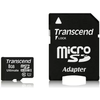TRANSCEND MicroSDHC kartica 8GB Ultimate, Class 10 UHS-I 600x, MLC + adapter