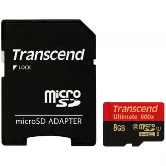 TRANSCEND MicroSDHC kartica 8GB Ultimate, Class 10 UHS-I 600x, MLC + adapter