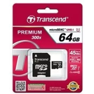 TRANSCEND MicroSDXC kartica 64 GB Premium, Class 10 UHS-I 400x (R: 85 / W: 35 MB / s) + adapter