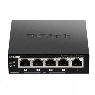 D-Link DGS-1005P 5-portni Gigabit Desktop PoE+ Switch, 4 porta su PoE+, PoE proračun 60W