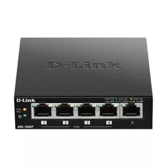 D-Link DES-1005P B1 5-portni 10/100 PoE stolni prekidač, 4x PoE+, 60 W za PoE