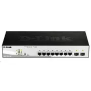 D-Link DGS-1210-10P 10-port Gigabit Smart+ PoE Switch, 8x GbE PoE+, 2x SFP, PoE 65W, bez ventilatora