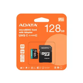 ADATA MicroSDXC kartica 128 GB Premier Pro UHS-I V30S (P: 100 / W: 80 MB / s) + SD adapter