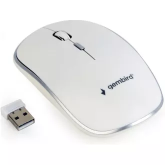GEMBIRD miš MUSW-4B-01, bijeli, bežični, USB nano prijemnik
