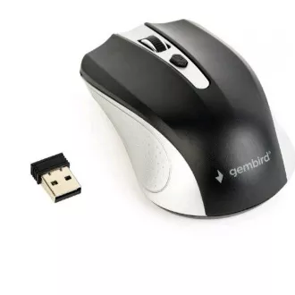 GEMBIRD miš MUSW-4B-04-GB, sivo-crni, bežični, USB nano prijemnik