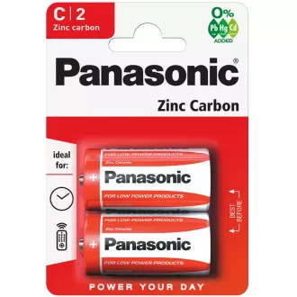 PANASONIC cink ugljične baterije crveni cink R14RZ / 2BP EU C 1.5V (blister 2kom)
