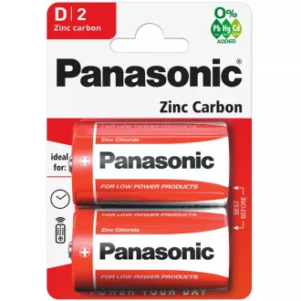 PANASONIC cink ugljične baterije crveni cink R20RZ / 2BP EU D 1.5V (blister 2kom)