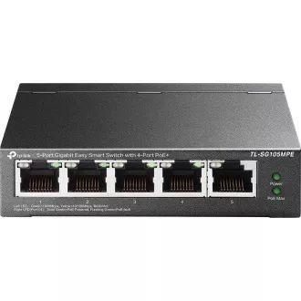 TP-Link Easy Smart prekidač TL-SG105MPE (5xGbE, 4xPoE+, 120W, bez ventilatora)