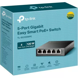 TP-Link Easy Smart prekidač TL-SG105MPE (5xGbE, 4xPoE+, 120W, bez ventilatora)