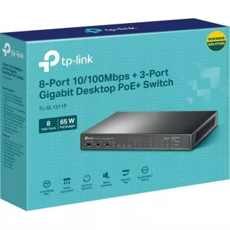 TP-Link CCTV prekidač TL-SL1311P (8x100Mb/s, 2xGbE, 1xSFP, 8xPoE+, 65W, bez ventilatora) TP-Link CCTV prekidač TL-SL1311P (8x100Mb/s, 2xGbE, 1xSFP, 8xPoE+, 65W, bez ventilatora)